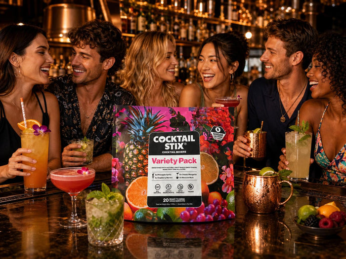 Low-sugar mocktails and cocktails with citrus, herbs, sparkling water, cucumber, berries, and fresh fruit for fitness-focused gym-goers.