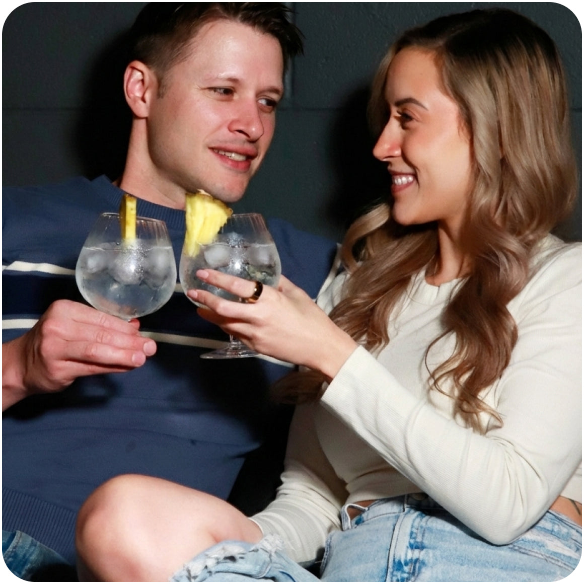 Couple enjoying cocktails